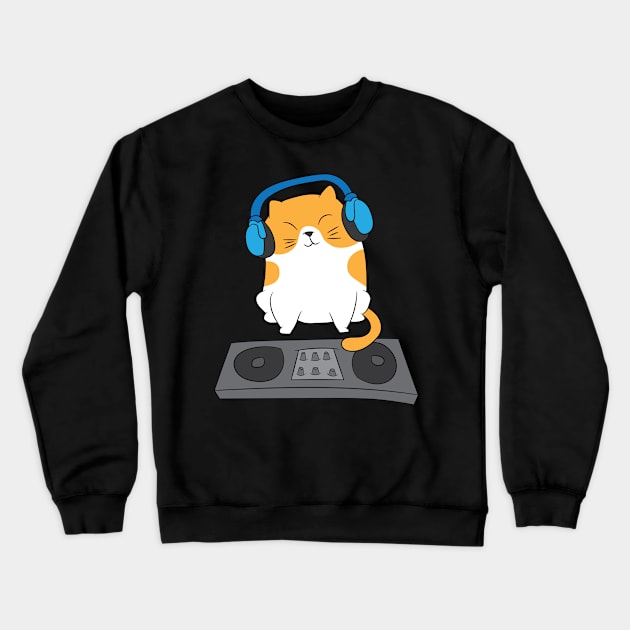 Cat DJ Shirt | Cat Turntables Gift Crewneck Sweatshirt by Gawkclothing